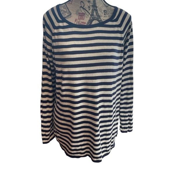 Michael Kors Tops - Michael Kors Navy and White Striped Long Sleeve Top